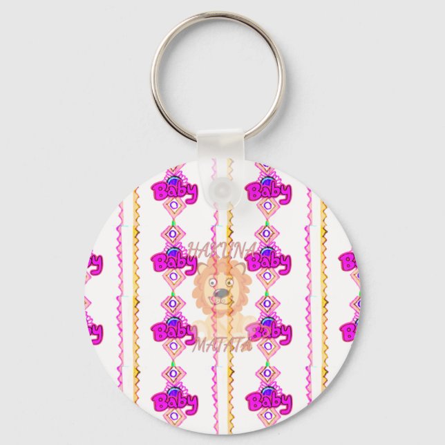 Create Your Own Baby Fun Lion Cub Text Design Key Ring (Front)