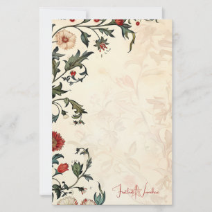Create Your Own Baroque Red Yellow Flowers Floral Stationery