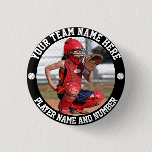 Create Your Own Baseball Player Photo Name 3 Cm Round Badge