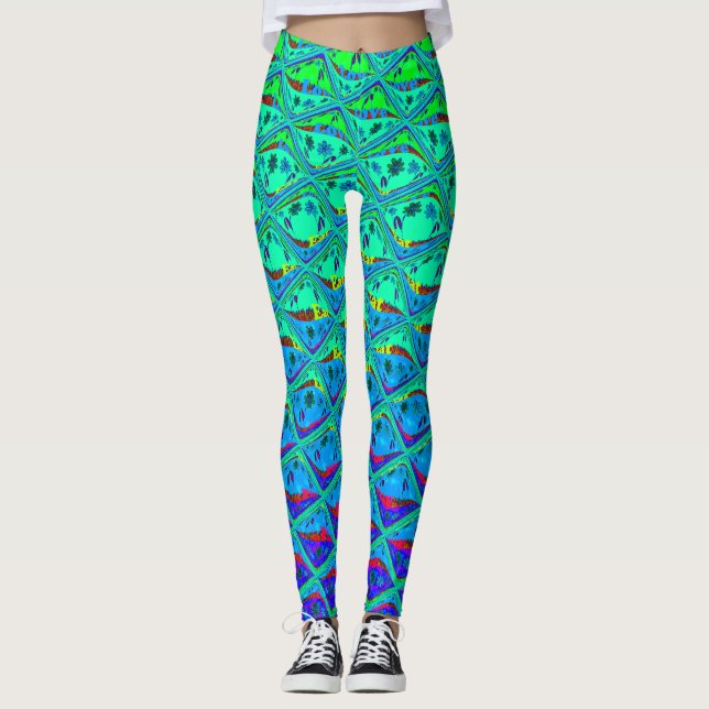 Create your own Beautiful Colourful Italian blue Leggings (Front)