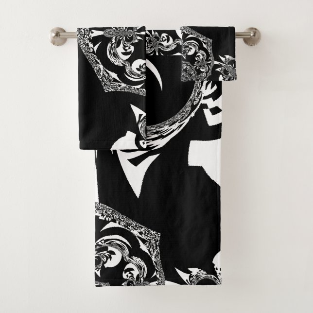 Create Your own beautiful edgy black and white Bath Towel Set (Insitu)