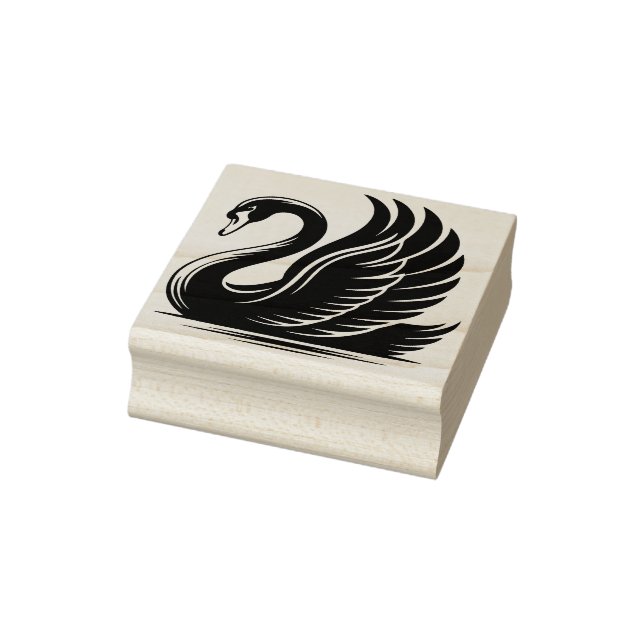Create Your Own Beautiful Feathery Black Swan Rubber Stamp (Stamp)