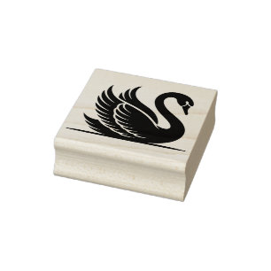 Create Your Own Beautiful Floating Black Swan Pond Rubber Stamp