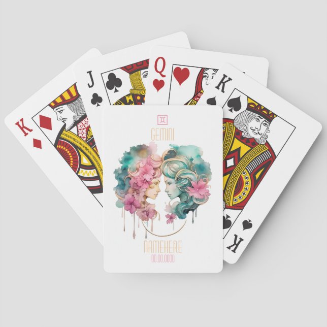 Create Your Own Beautiful Gemini Zodiac Playing Cards (Back)