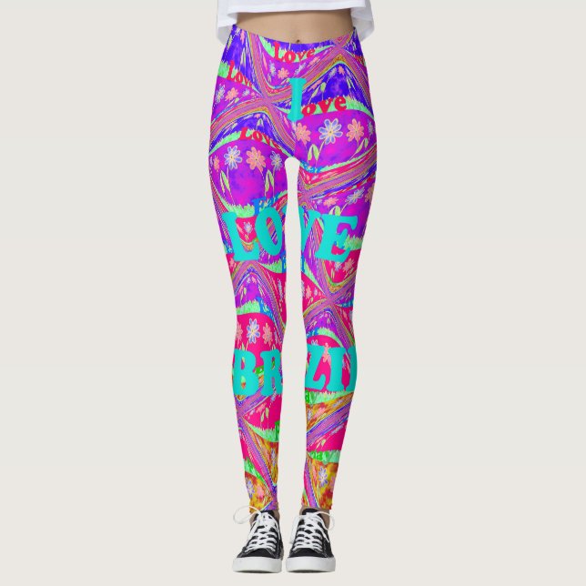 Create your own Beautiful I Love Brazil Leggings (Front)