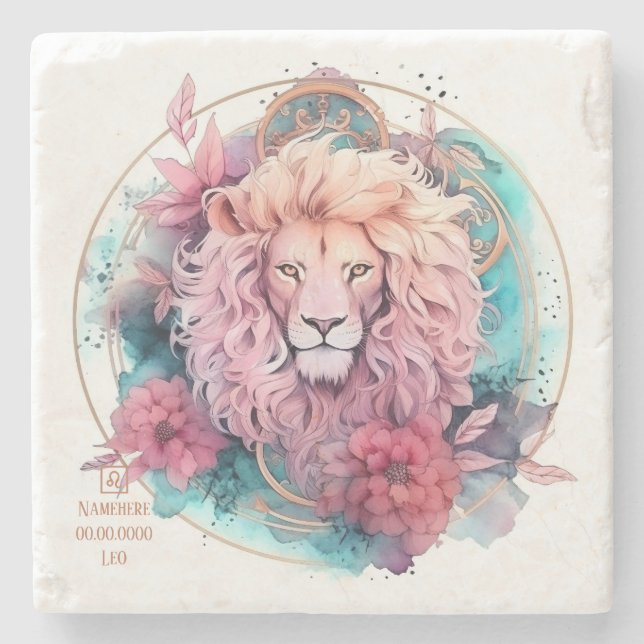 Create Your Own Beautiful Leo Zodiac Stone Coaster (Front)