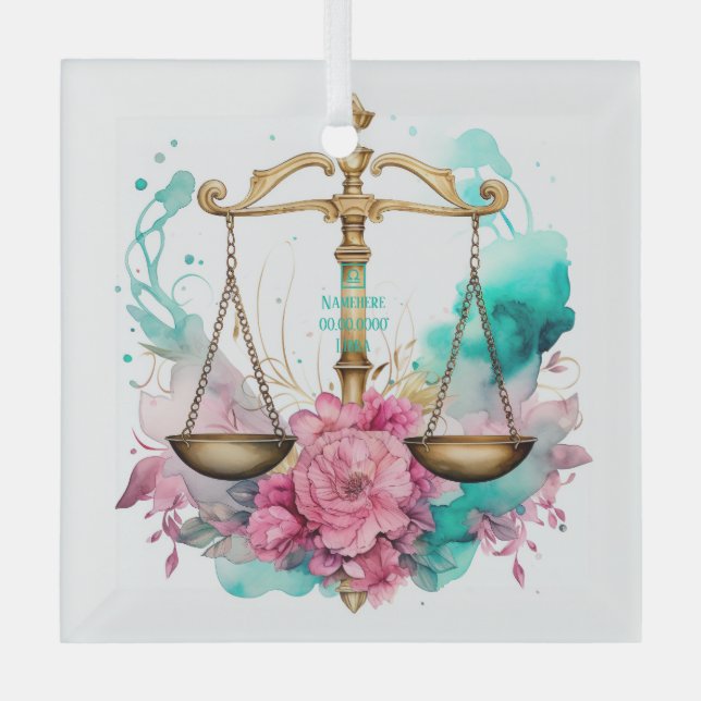 Create Your Own Beautiful Libra Zodiac Glass Tree Decoration (Front)