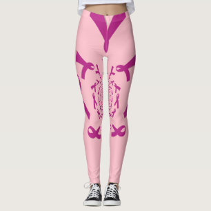 Create your own Beautiful pink ribbon cancer care Leggings