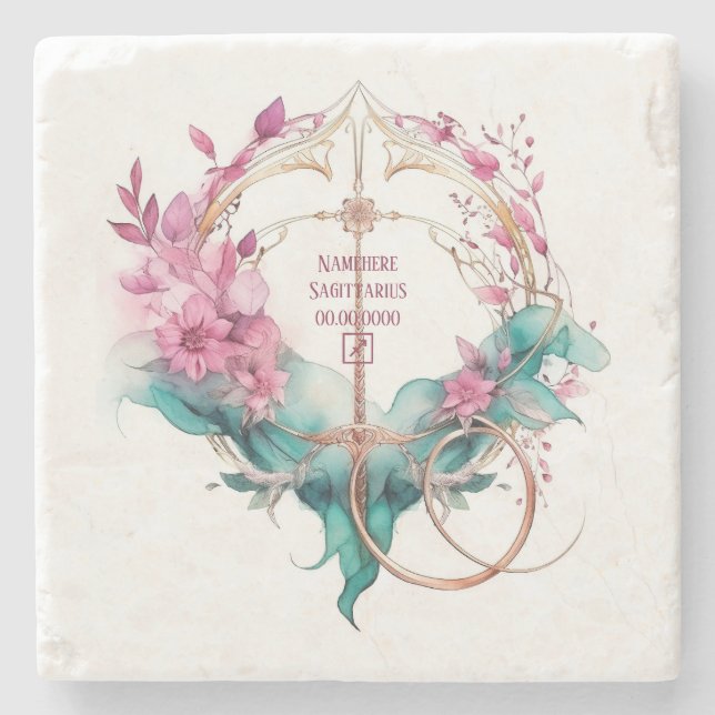 Create Your Own Beautiful Sagittarius Zodiac Stone Coaster (Front)