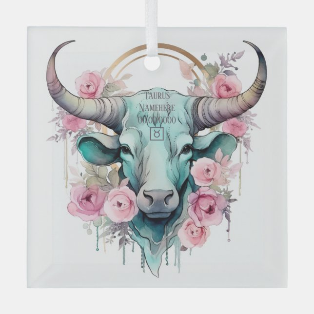 Create Your Own Beautiful Taurus Zodiac Glass Tree Decoration (Front)