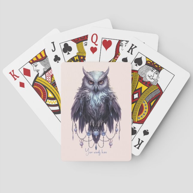 Create Your Own Bejeweled Owl Playing Cards (Back)