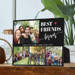 Create your own best friends 4 photo collage black plaque<br><div class="desc">Modern black and white best friends forever typography script with 4 custom photos keepsake plaque.</div>