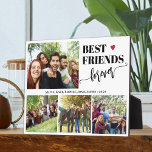 Create your own best friends 4 photo collage plaque<br><div class="desc">Modern white black best friends forever typography script with 4 custom photos keepsake plaque.</div>