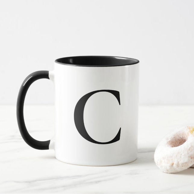 Create Your Own Big Black Monogram Mug (With Donut)