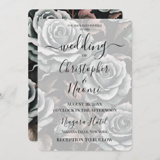 Create Your Own Big Bold Grey Roses Invitation
