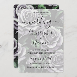 Create Your Own Big Bold Grey Roses Invitation