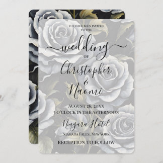 Create Your Own Big Bold Grey Roses Invitation