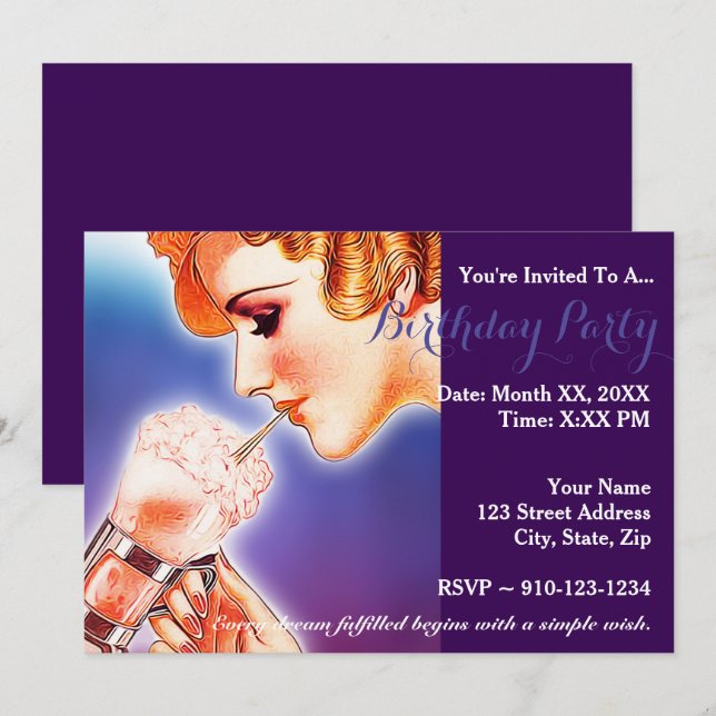 Create Your Own Birthday Party Invitation (Front/Back)