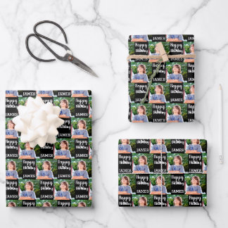 Create Your Own Birthday Photo Name Wrapping Paper Sheet