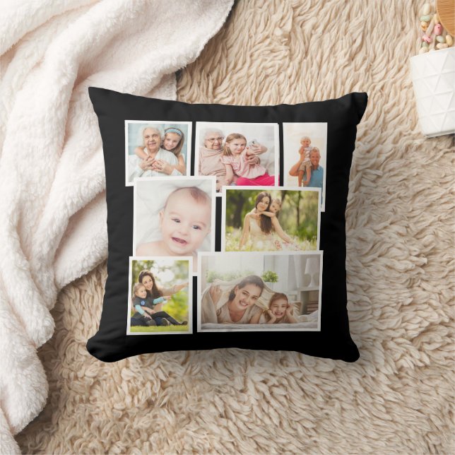 Create Your Own Black 7 Family Photo Collage Cushion (Blanket)