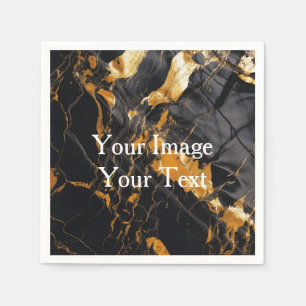 Create Your Own Black and Gold Blank Napkin