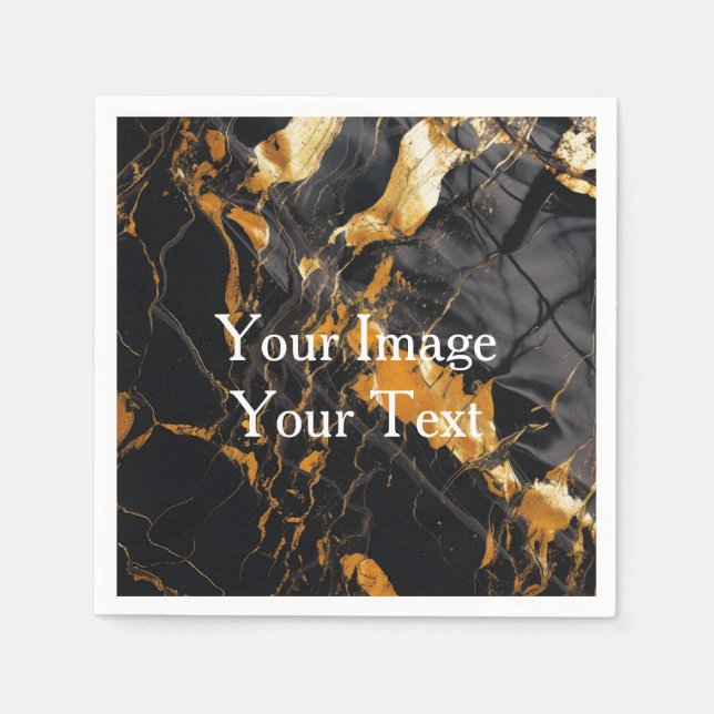 Create Your Own Black and Gold Blank Napkin (Front)