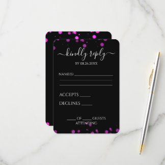 Create Your Own Black Bokeh Border RSVP Card