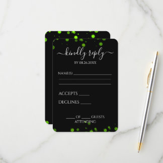Create Your Own Black Bokeh Border RSVP Card