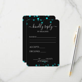 Create Your Own Black Bokeh Border RSVP Card