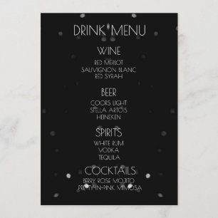 Create Your Own - Black Bokeh Drink  Menu