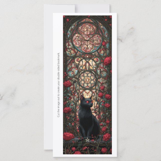 Create Your Own Black Cat Roses Bookmark Card (Front)
