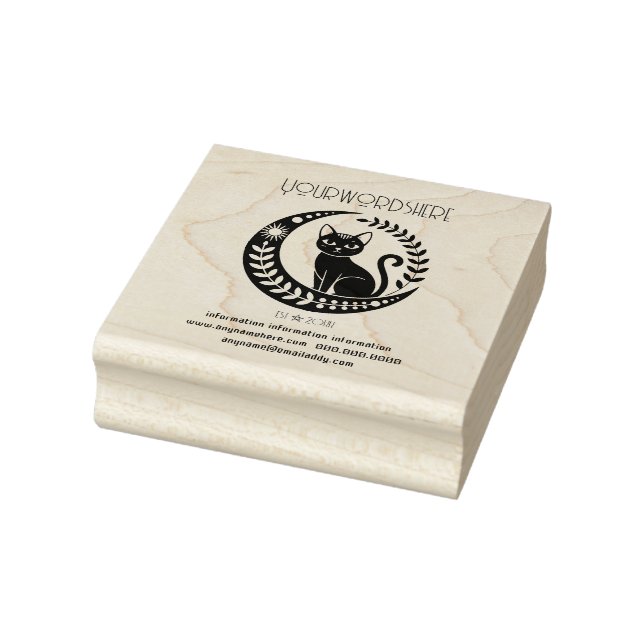 Create Your Own Black Cat Sun Moon Vines Rubber Stamp (Stamp)