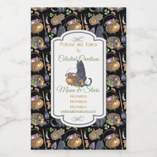 Create Your Own Black Cat Tarot Magic Wine Label