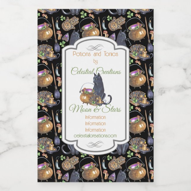 Create Your Own Black Cat Tarot Magic Wine Label (Single Label)