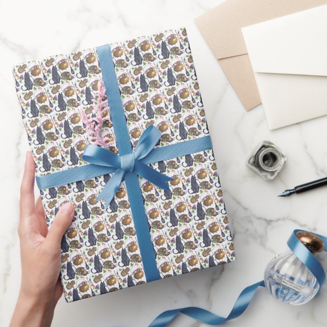 Create Your Own Black Cat Tarot Magic Wrapping Paper (Gifting)