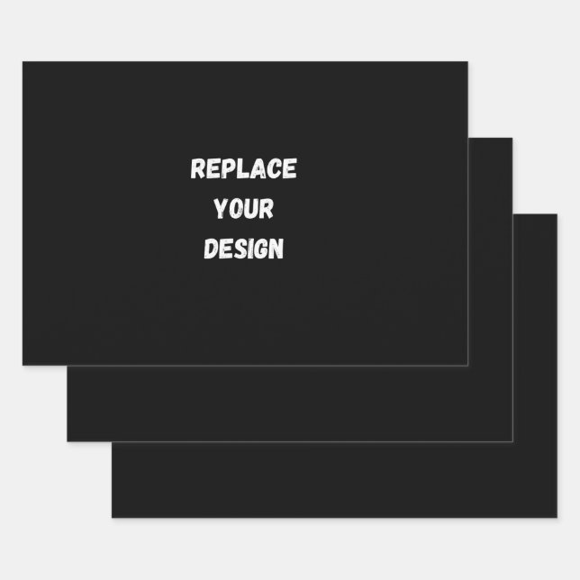  Create Your Own Black Custom Design Wrapping Paper Sheet (Set)