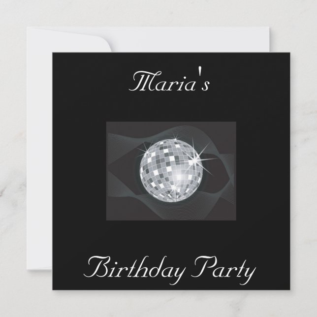 Create Your Own Black Disco Invitation (Front)