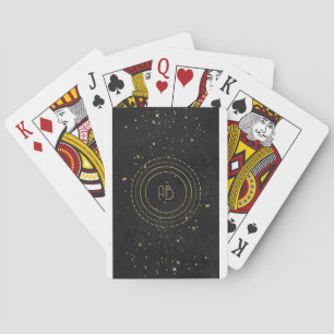 Create Your Own Black & Gold Celestial Rings Playing Cards