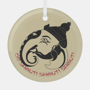 Create Your Own Black & Gold Ganesh Profile Glass Tree Decoration