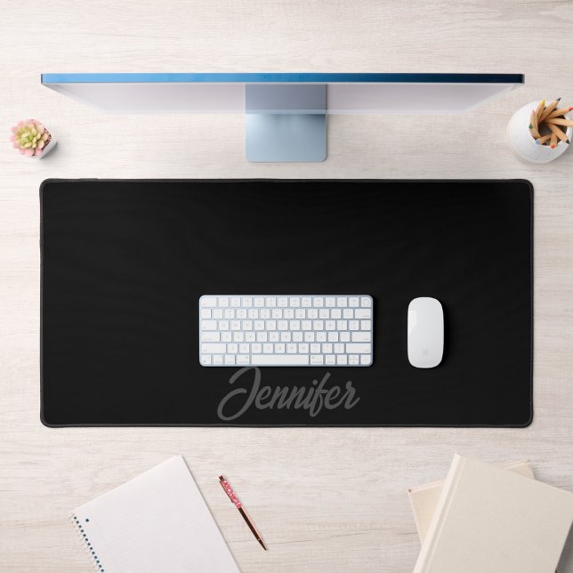 Create your Own Black & Grey Typography Elegant  Desk Mat (Creator Uploaded)