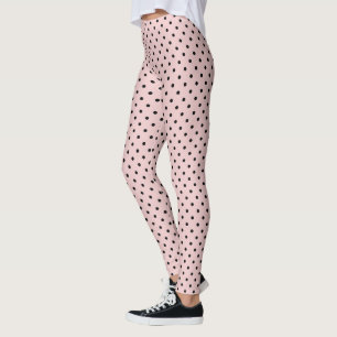 Create Your Own Black Polka Dot Light Pink Leggings