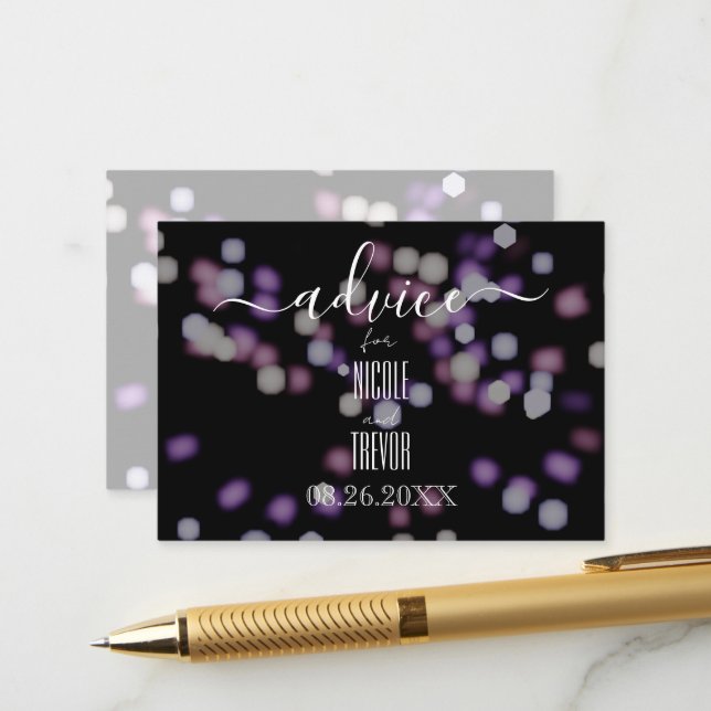 Create Your Own Black Purple Bokeh Advice Card (Front/Back In Situ)