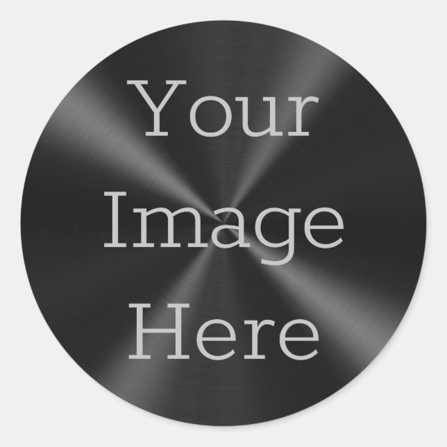 Create Your Own Black Radial Brushed Metallic Classic Round Sticker (Front)