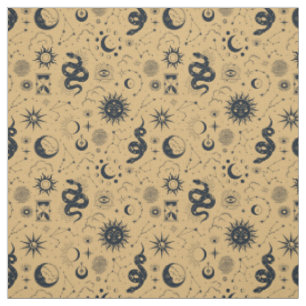 Create Your Own Black Snakes Celestial Gold Fabric