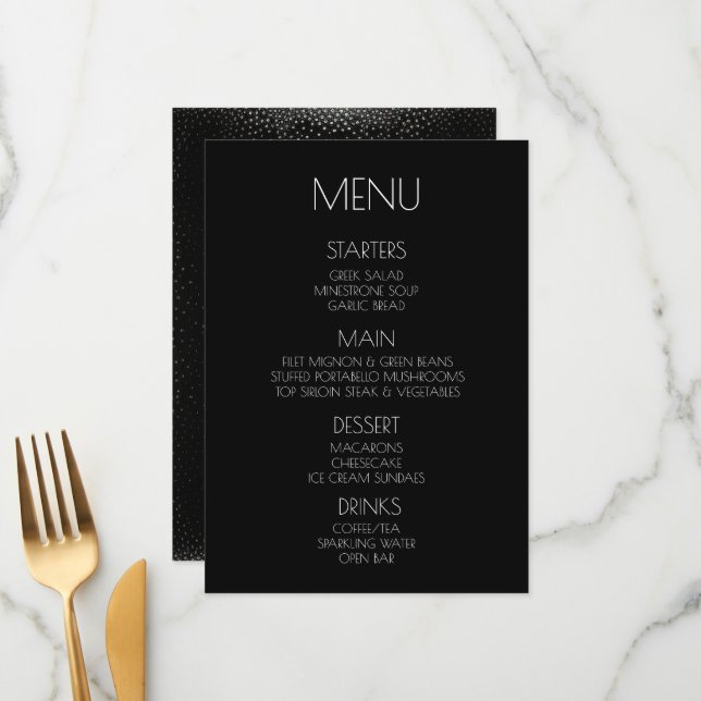 Create Your Own - Black Speckled Back Menu (Front/Back In Situ)