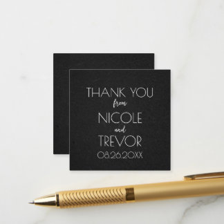 Create Your Own Black Texture Minimalist Thank You Enclosure Card