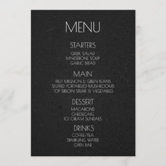 Create Your Own - Black Texture Wedding Menu