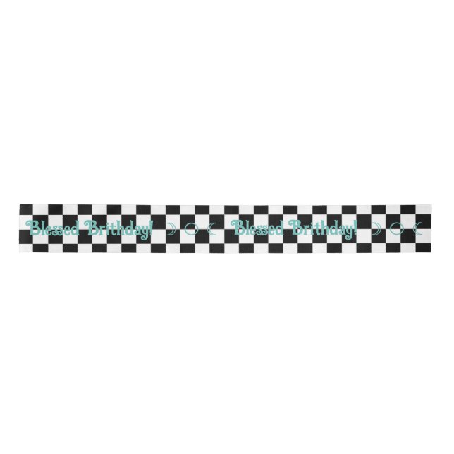Create Your Own Black & White Checks Satin Ribbon (Front)