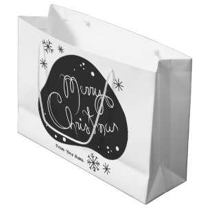 Create Your Own Black & White Merry Christmas Large Gift Bag