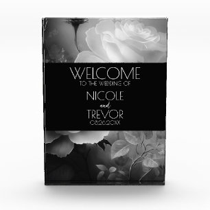 Create Your Own - Black & White Whimsical Flowers Photo Block